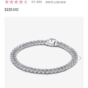 SOLD Pandora Timeless Pavé Cuban Chain Bracelet 6.3 inch